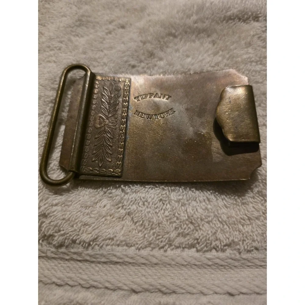 Vintage Wells Fargo Brass Belt Buckle Henry Wells William Fargo 1852 Tiffany 7